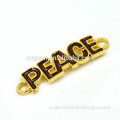 New fashion gold oil drip peace letter and peace symbol alphabet alloy for DIY peace sign connector peace charm